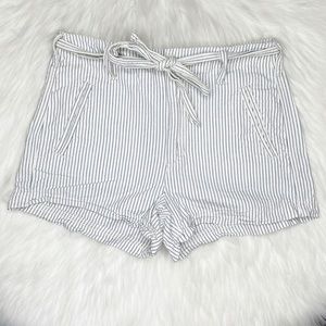 American Eagle Hi-Rise Paper Bag Striped Shorts